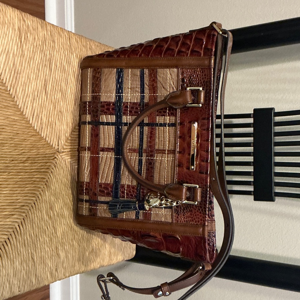 Brahmin Brown and Tan Patchwork Satchel